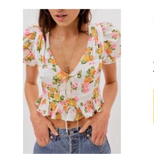 For Love & Lemons cropped floral blouse